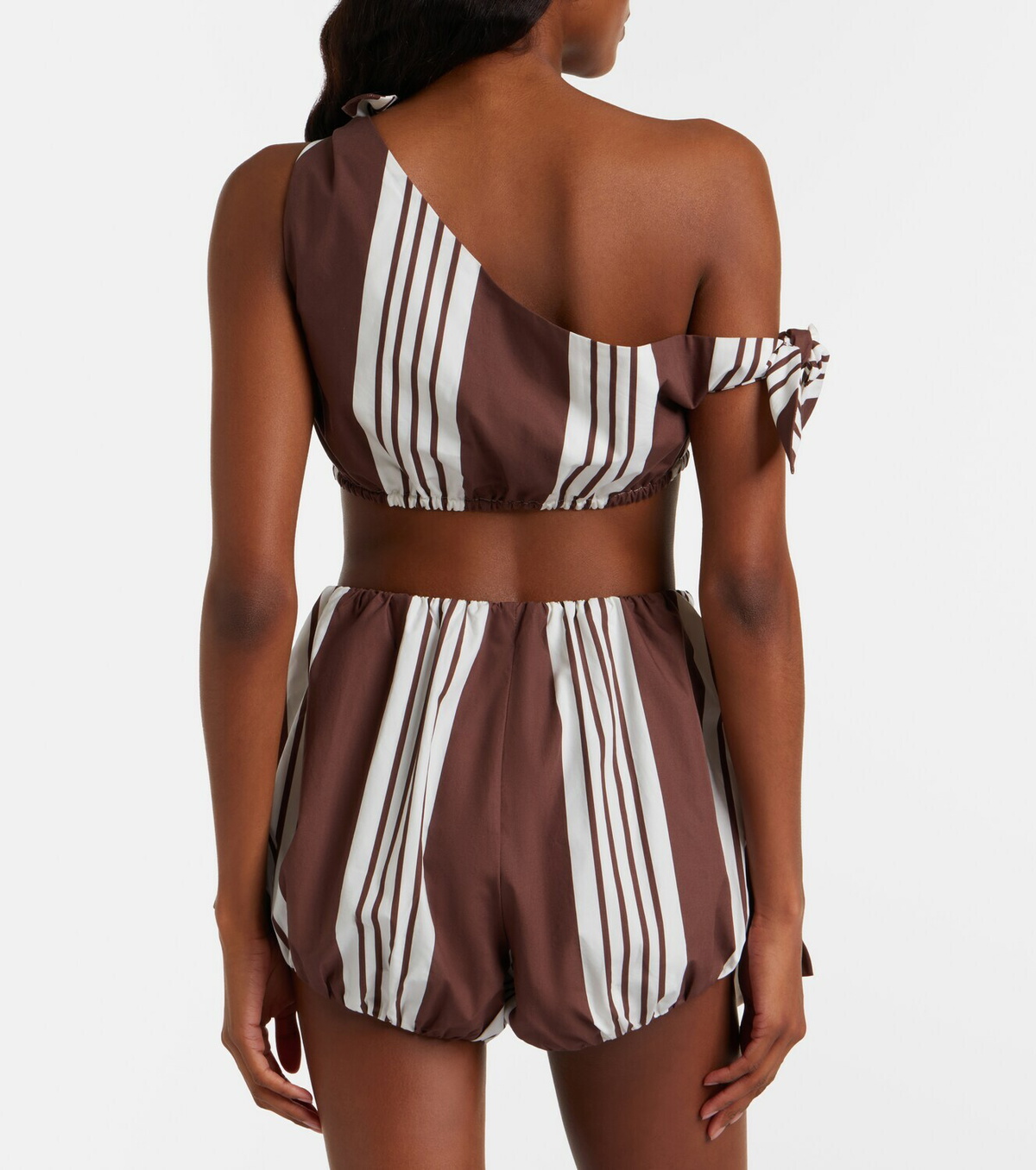 Posse Rosie asymmetric striped cotton crop top