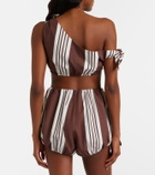 Posse Rosie asymmetric striped cotton crop top