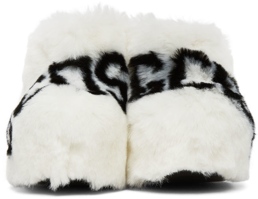 Gcds Logo Print Faux-Fur Slippers - Pink