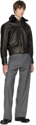 AARON ESH Black Shearling Collar Leather Bomber