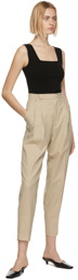 DRAE Beige Wool Summer Tapered Trousers