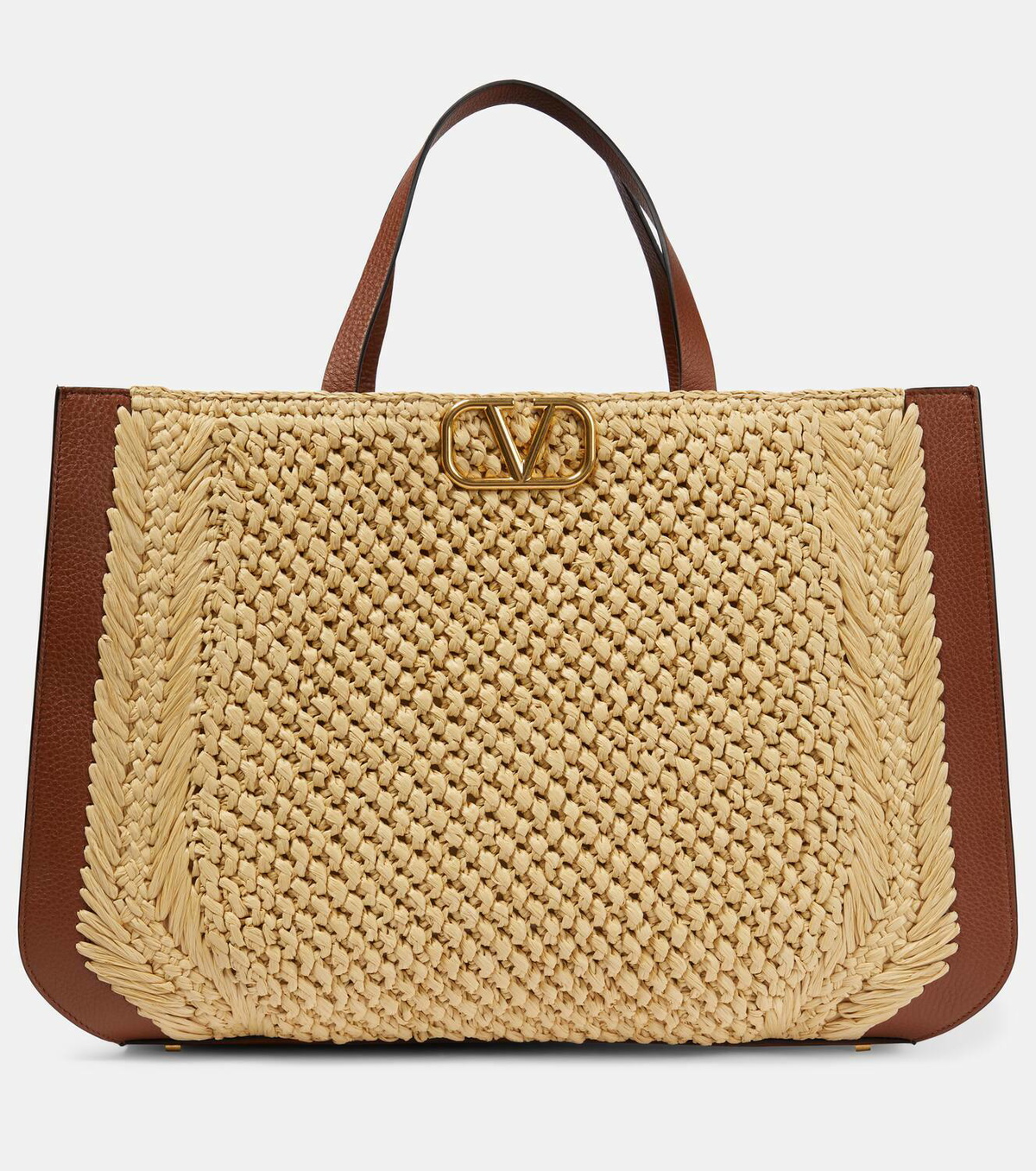 Valentino Garavani VLogo Signature raffia-effect tote bag