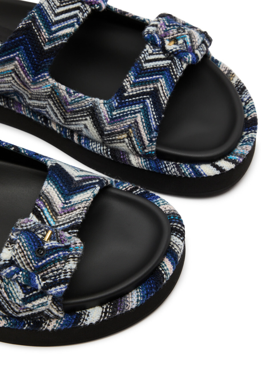 サンダル・ミュール MISSONI Women Sandals MWB009083 SEA BLUE Missoni Elise Zigzag Knitted Sandals Blue Missoni