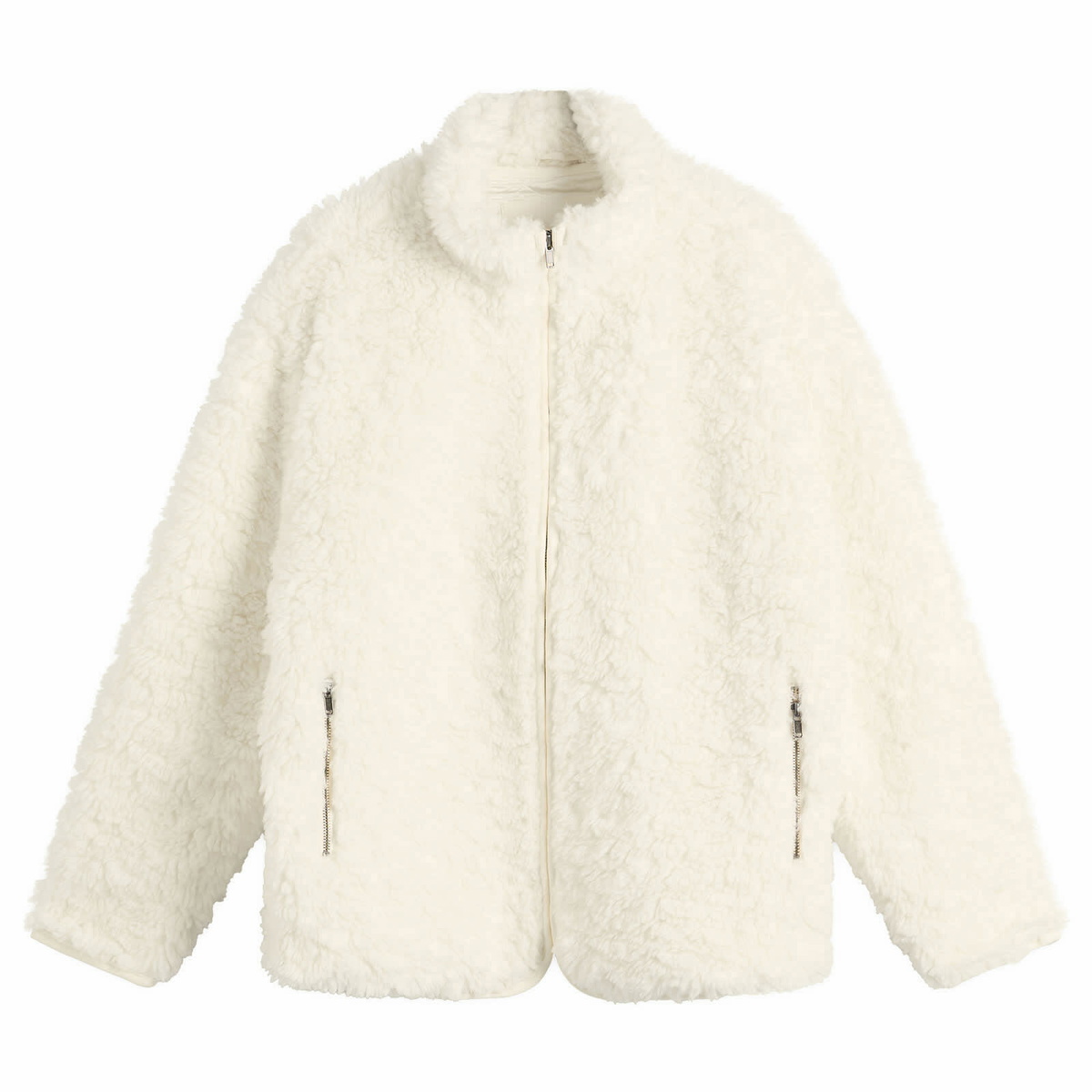 SKIMS Women's Faux Fur Zip Up Jacket in Egret