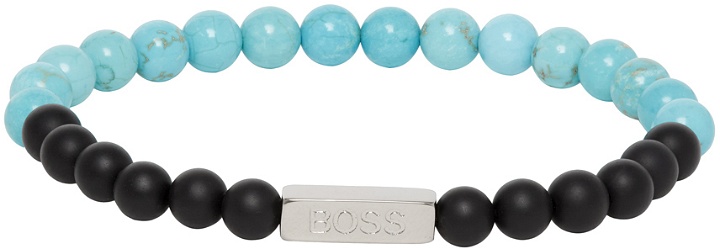 Photo: Boss Blue & Black Logo Charm Bracelet