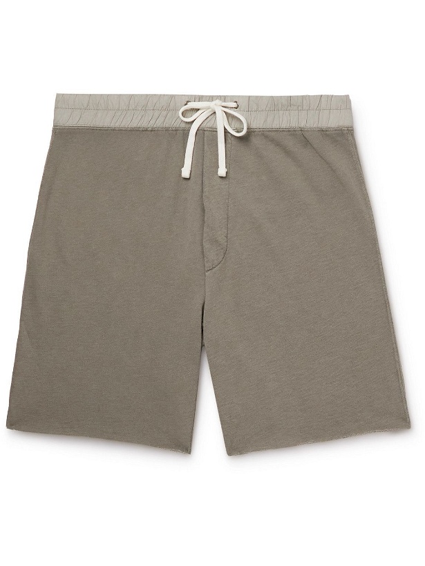 Photo: James Perse - Straight-Leg Poplin-Trimmed Supima Cotton-Jersey Drawstring Shorts - Gray