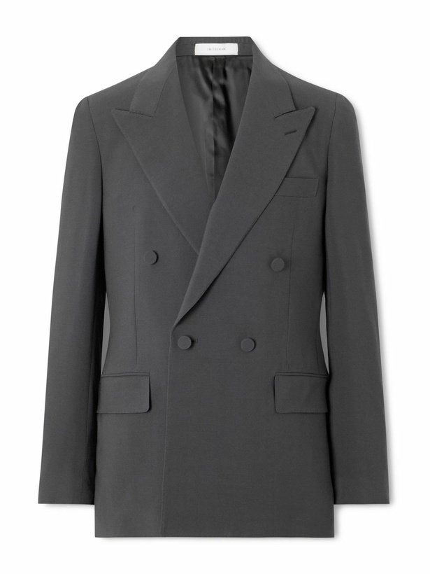 Photo: UMIT BENAN - Richard Double-Breasted Silk and Wool-Blend Blazer - Gray