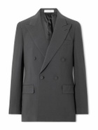 UMIT BENAN - Richard Double-Breasted Silk and Wool-Blend Blazer - Gray
