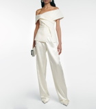 Safiyaa Bridal Eimear off-shoulder crêpe top