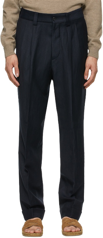 Photo: Margaret Howell Navy Wool Dense Twill Trousers