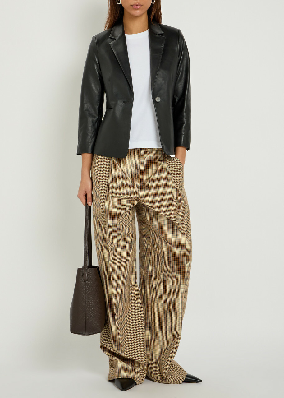 Vince Shrunken Leather Blazer Black