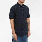 Beams Plus Men's Short Sleeve Black Watch Shirt in Indigo