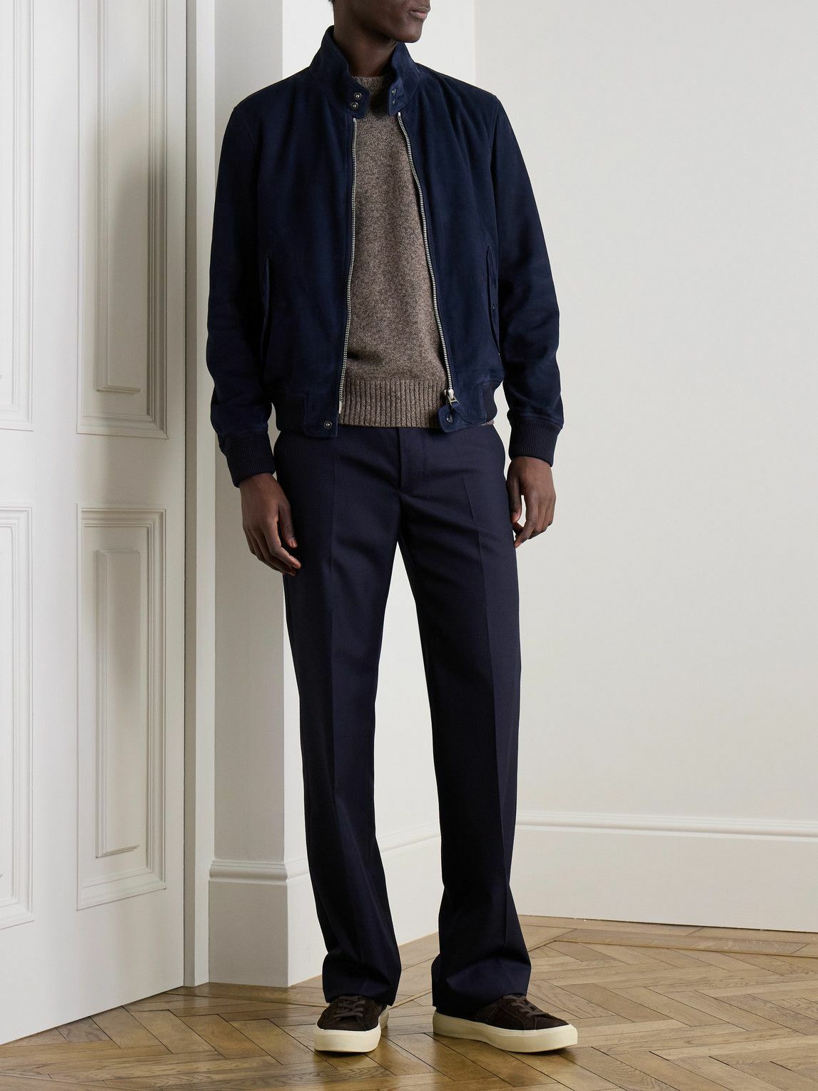 TOM FORD - Suede Harrington Jacket - Blue