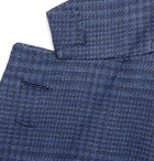 Caruso - Unstructured Prince of Wales Checked Linen-Blend Blazer - Blue