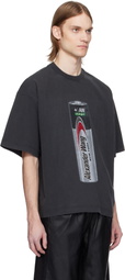 Alexander Wang Black Battery Logo-Print Graphic T-shirt