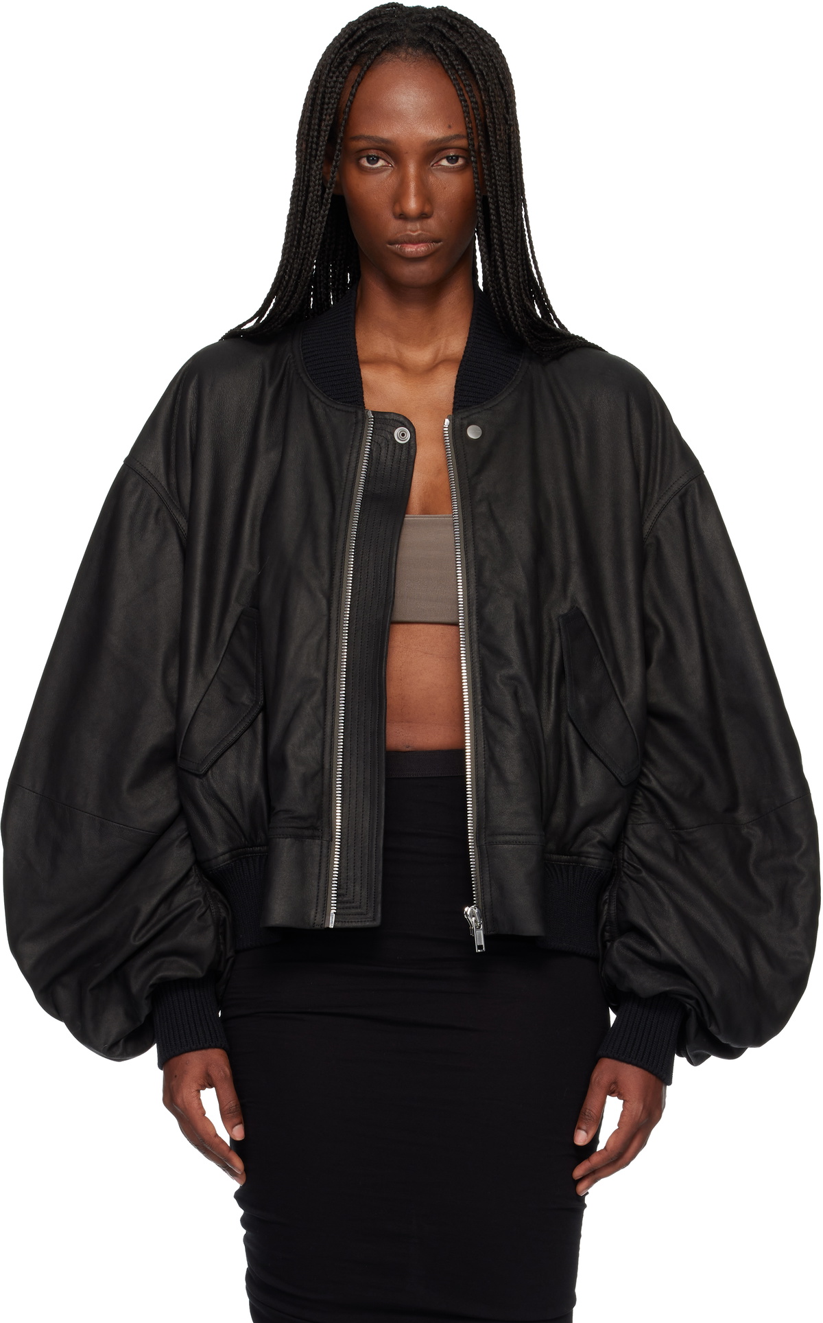 Rick Owens Black Alice Strobe Leather Jacket Rick Owens