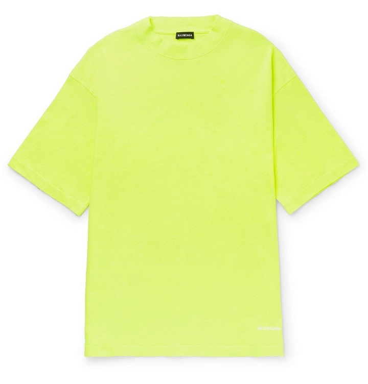 Photo: Balenciaga - Logo-Embroidered Cotton-Jersey T-Shirt - Men - Yellow