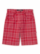 Jacquemus - Le Panni Straight-Leg Checked Cotton-Canvas Shorts - Red