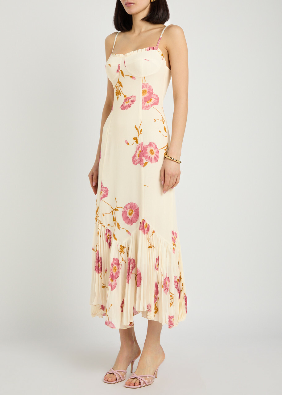 Reformation Aiko Floral-print Chiffon Midi Dress Multicoloured