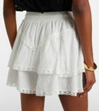 Poupette St Barth Thia embroidered tiered cotton shorts