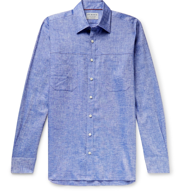 Photo: James Purdey & Sons - Mélange Linen Shirt - Blue