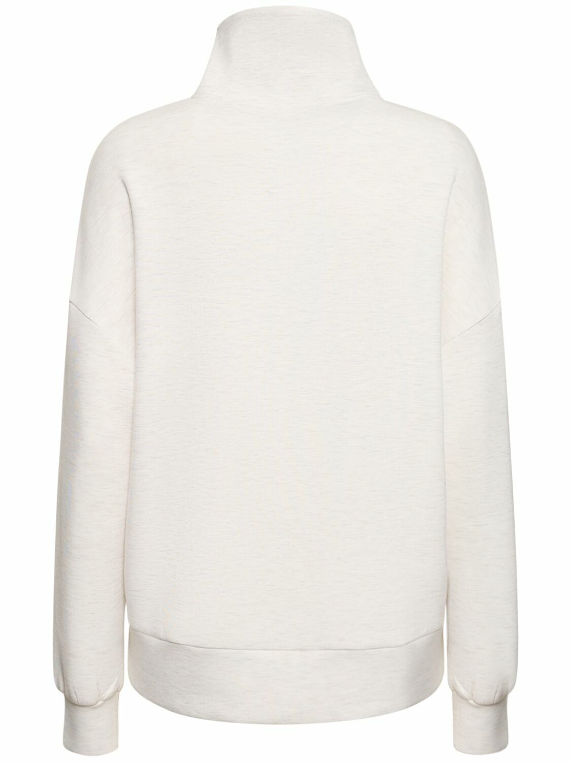 Stone Island Men White Sweater With Logo Patch On The Sleeve And Front Half Zip Closure In Wool Stretch Man