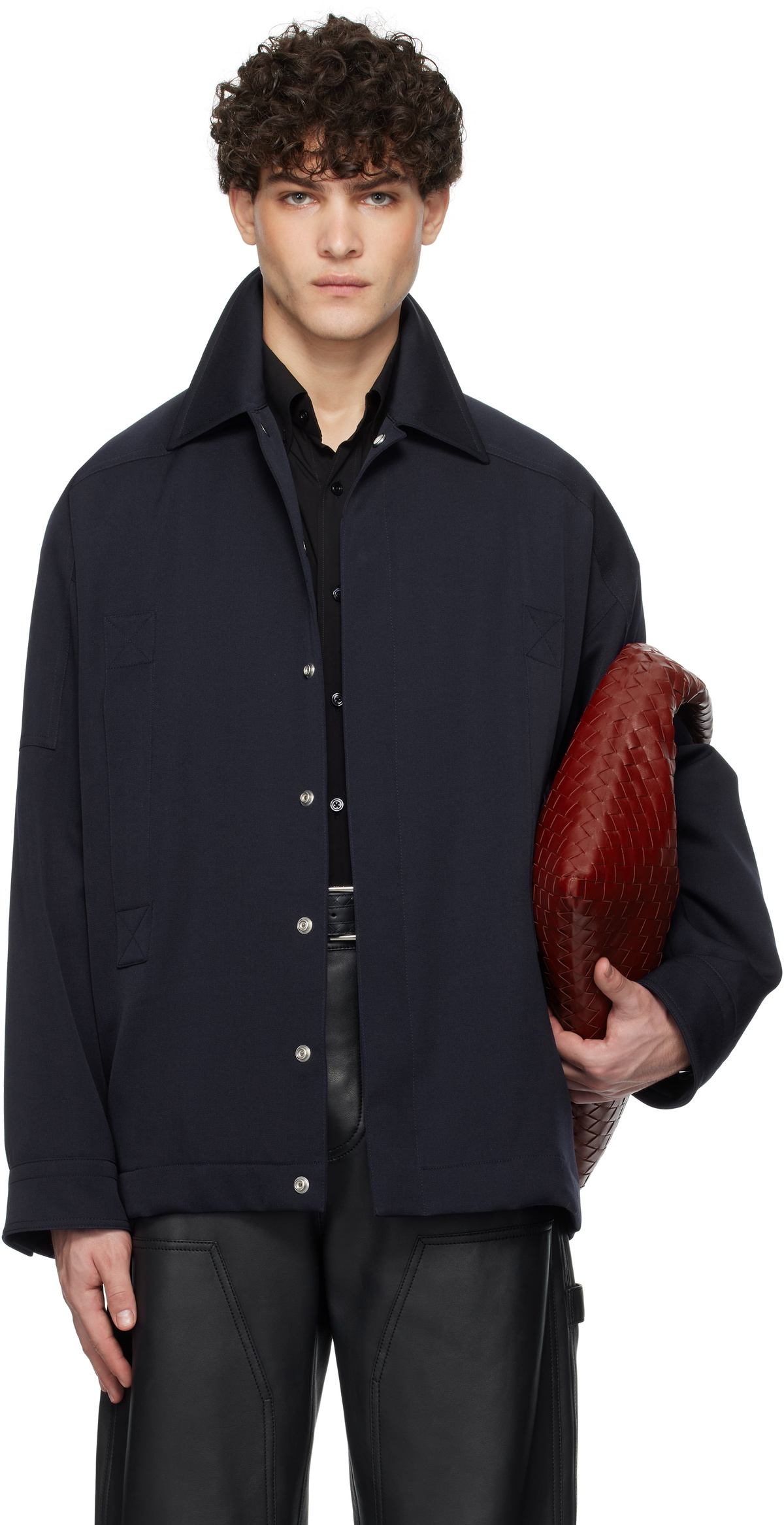 ジャケット BOTTEGA VENETA DOUBLE-BREASTED GRAIN DE POUDRE JACKET Bottega Veneta Double-breasted Satin-trimmed Grain De Poudre