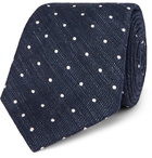 Canali - 8cm Polka-Dot Cotton and Linen-Blend Tie - Men - Navy