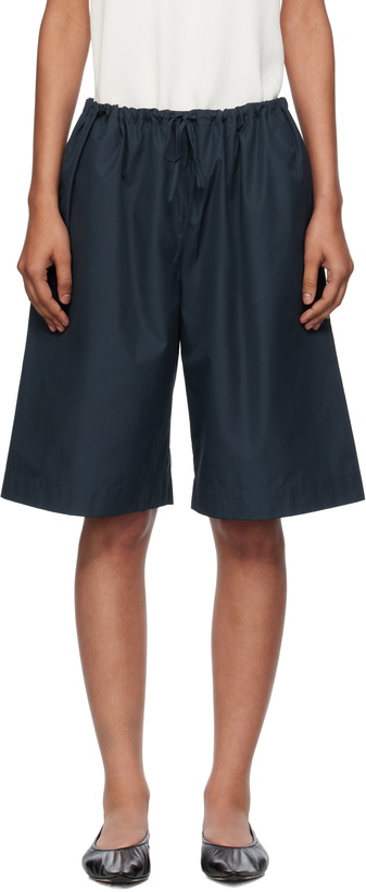 Photo: Bambou Roger Kwong Navy Cotton Poplin Oversized Shorts