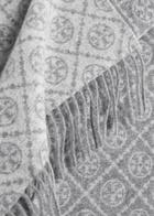 Tory Burch Logo-monogrammed Wool-blend Scarf - Grey - One Size