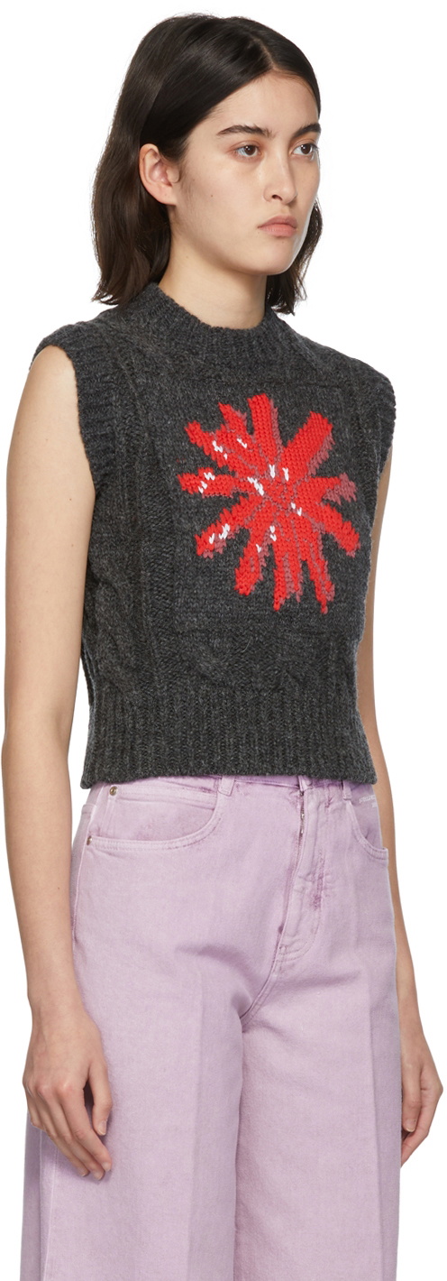 Meryll Rogge Grey Daisy Cable Knit Vest