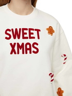 MC2 Saint Barth Woman Fleeced Cotton Sweatshirt Stardust With Ginger Cane Patches