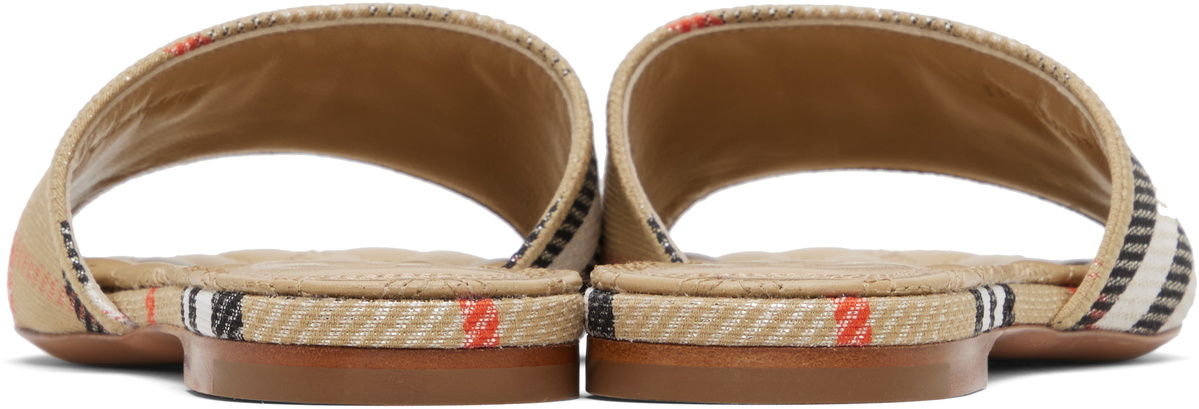 Burberry Tan Check Sloane Slides
