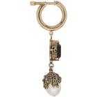 Alexander McQueen Gold Square Pendant Pearl Earring