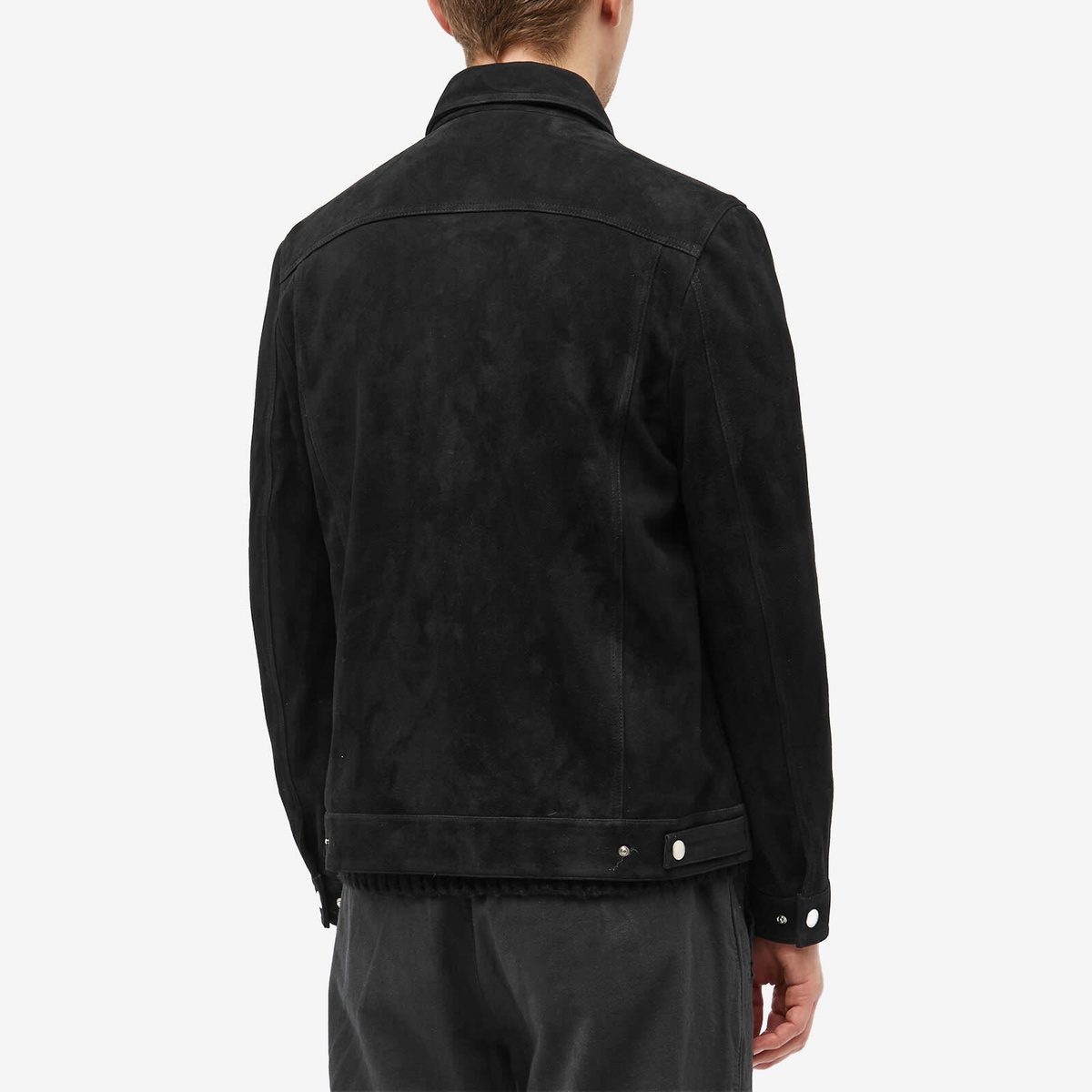 Corridor Men's Suede Trucker Jacket in Black