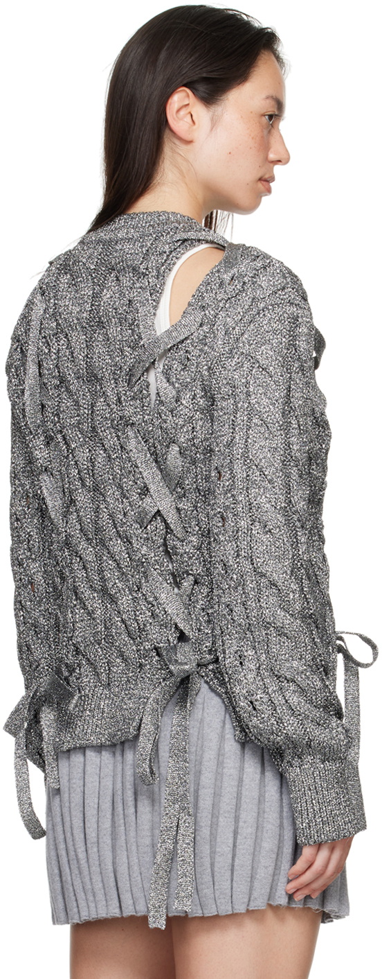 Pushbutton Silver Knit Sweater