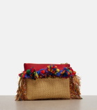 Dolce&Gabbana Fringed woven leather-trimmed pouch