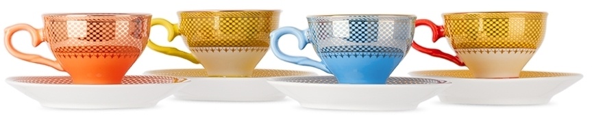Photo: POLSPOTTEN Multicolor Grandma Espresso Cup & Saucer Set, 4 pcs