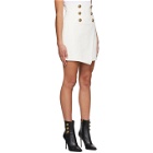 Balmain White Crepe High-Waisted Miniskirt