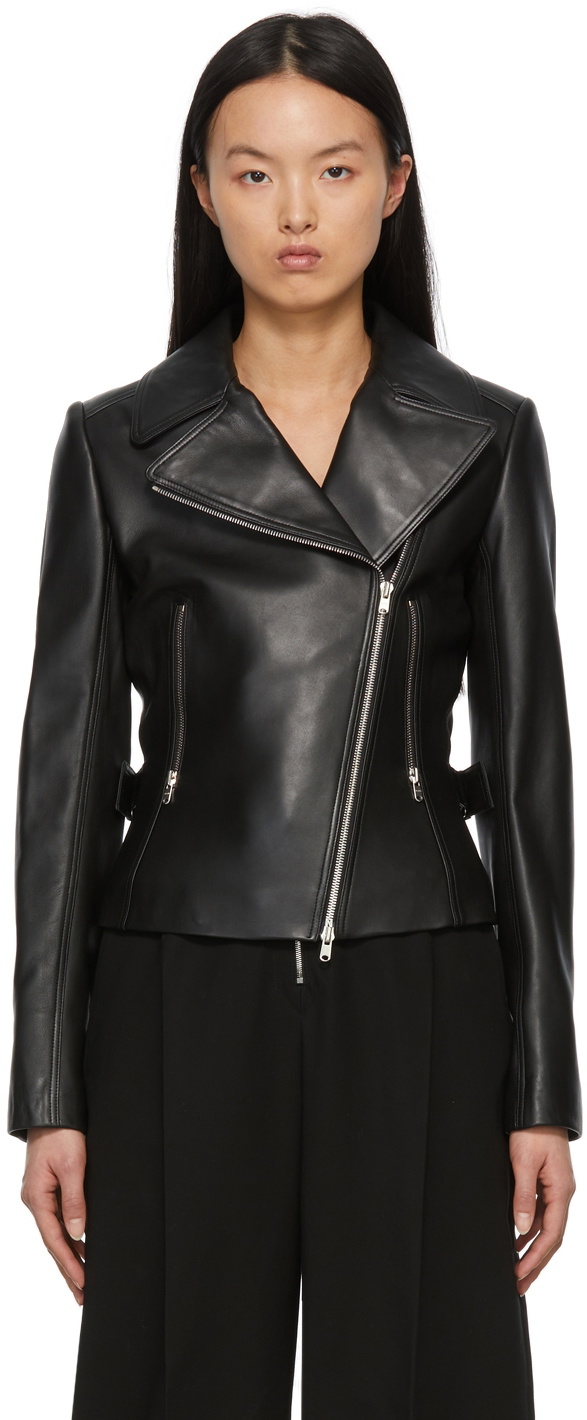 Cropped Leather Biker Jacket in White - Alaia