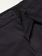 Brioni - Tapered Brushed Cotton-Blend Gabardine Trousers - Blue