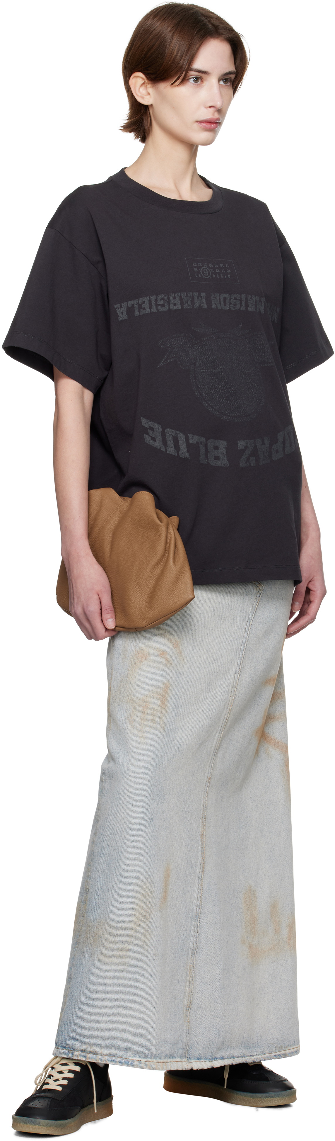 トップス MM6 Maison Margiela TOPAZ BLUE TEE MM6 Maison Margiela Black Topaz Blue T-shirt MM6 Maison Margiela