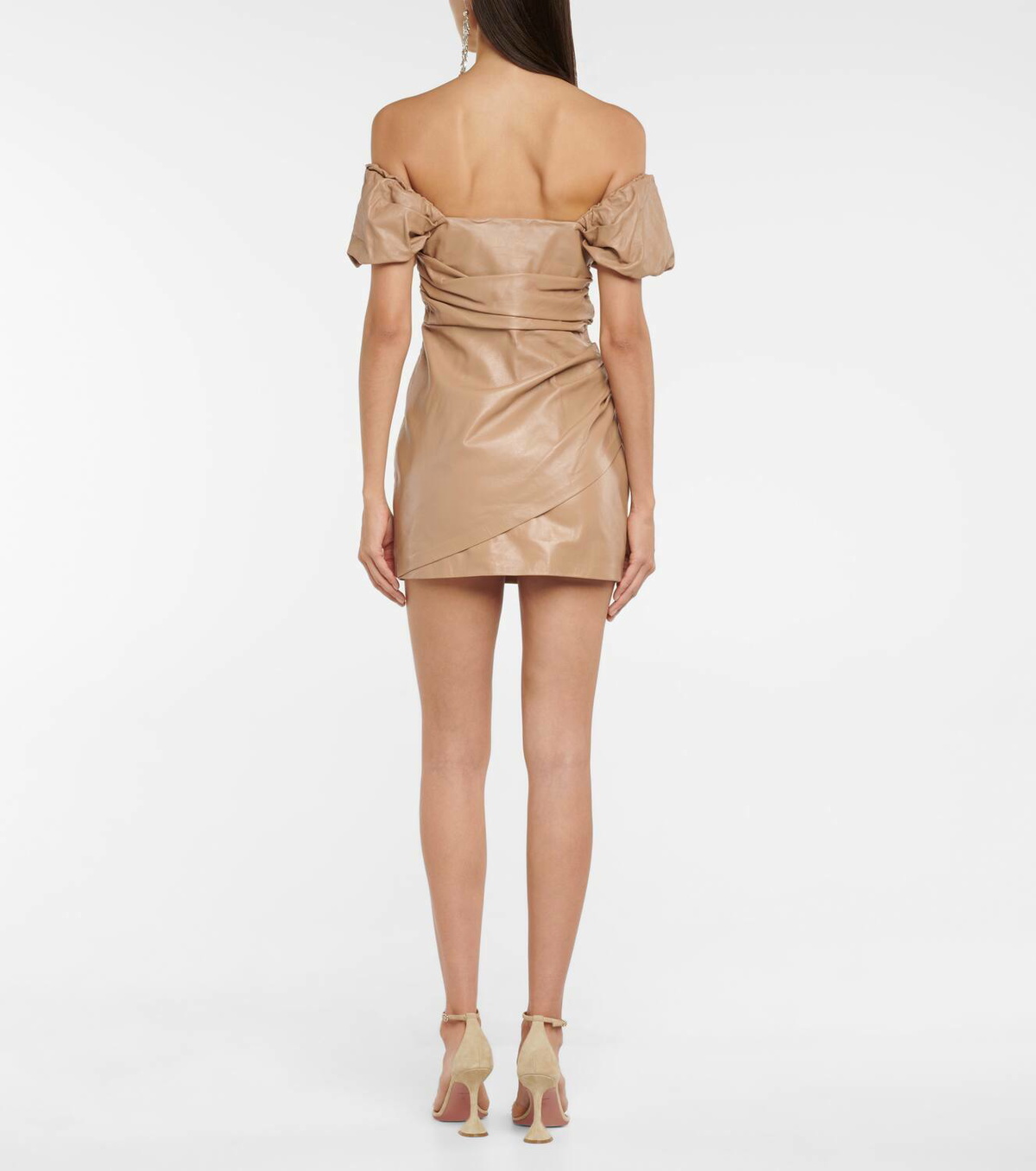 Zeynep Arçay Off-shoulder leather minidress