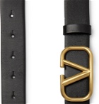 Valentino - 3cm Logo-Embellished Leather Belt - Black