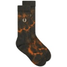 Fred Perry Men's Tie Dye Graphic Sock in Night Green