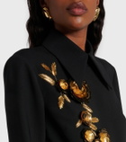Carolina Herrera Embellished wool-blend shift dress