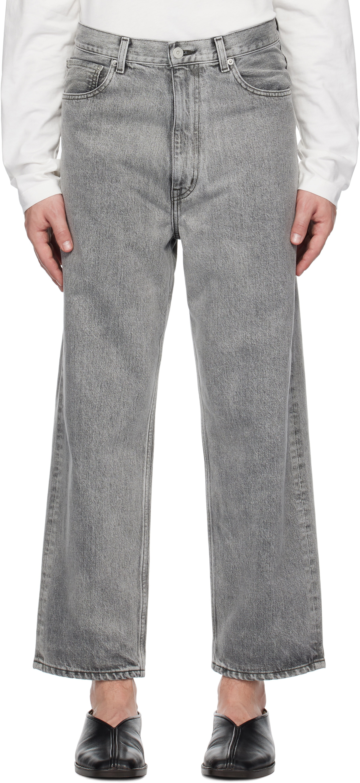 YLÈVE /VISCOSE COTTON PAINTER TROUSERS4 Namu Shop - Yleve Viscose Cotton Painter Pants - Charcoal Navy