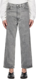 YLÈVE Gray Denim Baggy Fade Jeans
