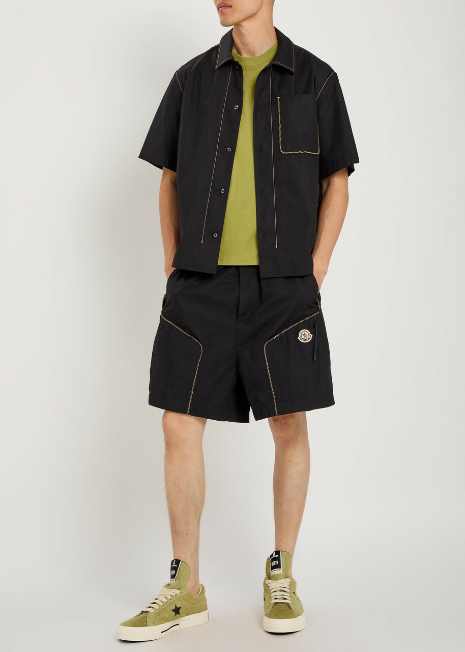 Moncler Contrast-stich Cotton-poplin Shirt Black
