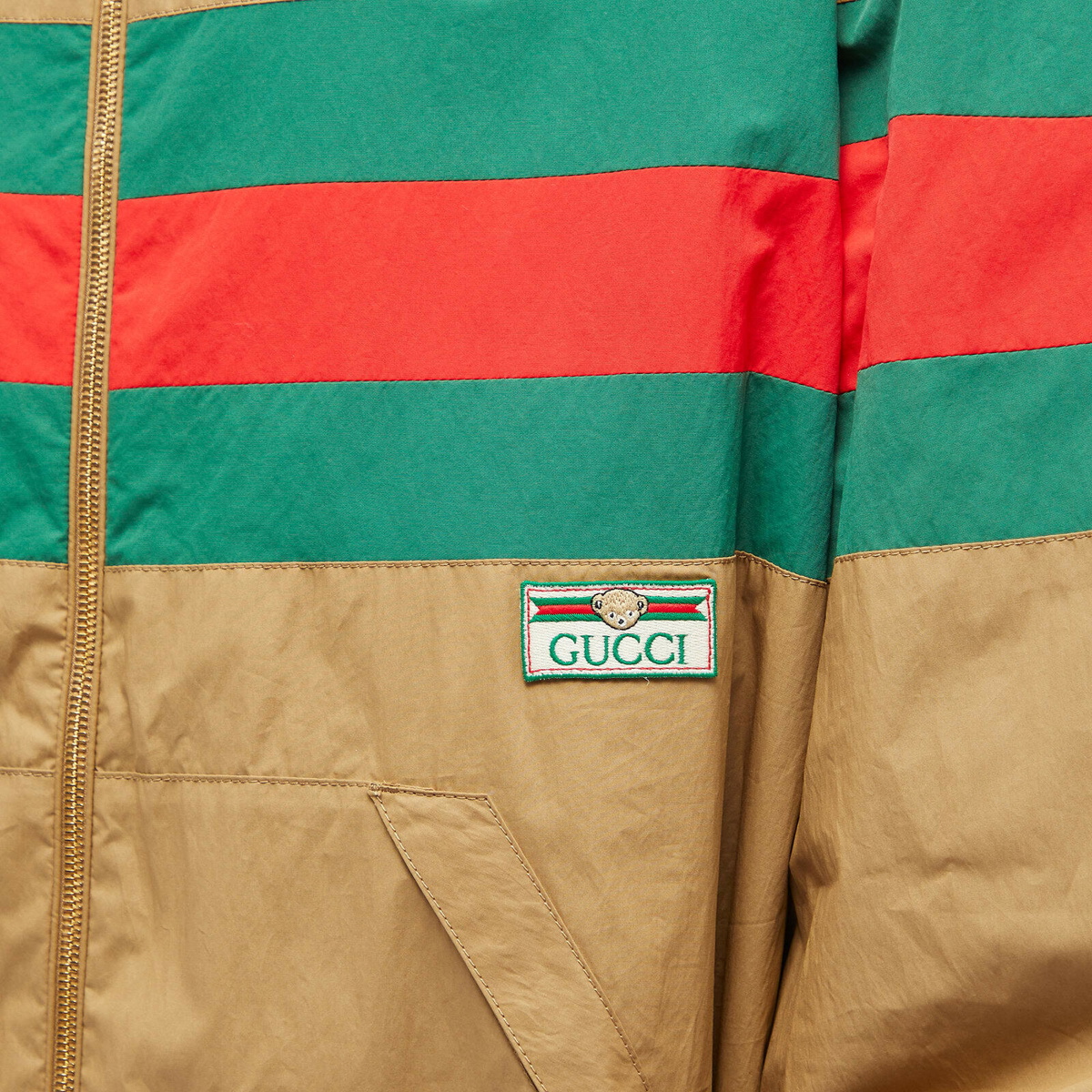 Gucci Men's GRG Logo Harrington Jacket in Tan Gucci